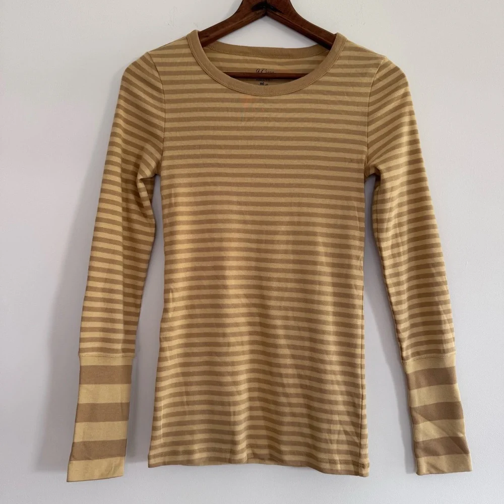 J. Crew Slim Perfect Long Sleeve Tee Long Cuffs Yellow Haze Muted Small